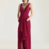 Rochie lungă înfășurată din crep cady Rochie lungă înfășurată din crep cady