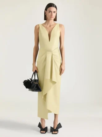 Rochie lungă înfășurată din piele