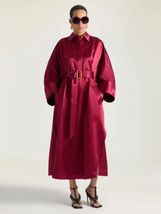 Rochie lungă tip cocon din satin