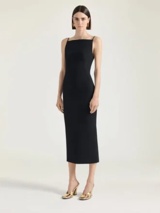 Rochie midi cu decupaje din crep cady