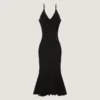 Rochie midi din tricot ajurat