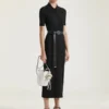 Rochie midi tip polo din tricot cu efect de a doua piele