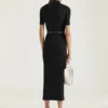 Rochie midi tip polo din tricot cu efect de a doua piele