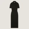 Rochie midi tip polo din tricot cu efect de a doua piele
