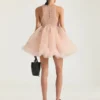 Rochie mini babydoll cu volane din nailon Rochie mini babydoll cu volane din nailon