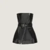 Rochie mini bustieră de motociclistă din piele