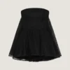 Rochie mini bustieră din dantelă cu capă Rochie mini bustieră din dantelă cu capă