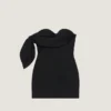 Rochie mini bustieră din lână și mohair cu fundă