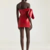 Rochie mini bustieră din piele Nappa cu fundă