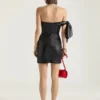 Rochie mini bustieră din piele Nappa cu fundă