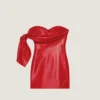 Rochie mini bustieră din piele Nappa cu fundă
