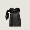 Rochie mini bustieră din piele Nappa cu fundă