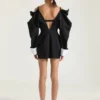 Rochie mini croită, cu decupaje, din lână Rochie mini croită, cu decupaje, din lână