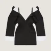 Rochie mini croită, cu decupaje, din lână Rochie mini croită, cu decupaje, din lână
