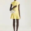 Rochie mini cu fustă evazată din lână și viscoză Rochie mini cu fustă evazată din lână și viscoză