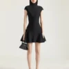 Rochie mini cu fustă evazată din lână și viscoză Rochie mini cu fustă evazată din lână și viscoză