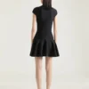 Rochie mini cu fustă evazată din lână și viscoză Rochie mini cu fustă evazată din lână și viscoză