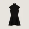 Rochie mini cu fustă evazată din lână și viscoză Rochie mini cu fustă evazată din lână și viscoză