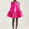 Rochie mini cu volane din satin Rochie mini cu volane din satin