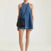 Rochie mini din denim albastru mediu