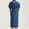 Rochie tip cocon din denim albastru mediu Rochie tip cocon din denim albastru mediu
