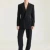 Sacou cu două rânduri de nasturi din lână twill Sacou cu două rânduri de nasturi din lână twill