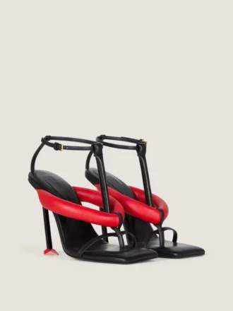 Sandale cu toc Boudoir bicolore din piele Nappa