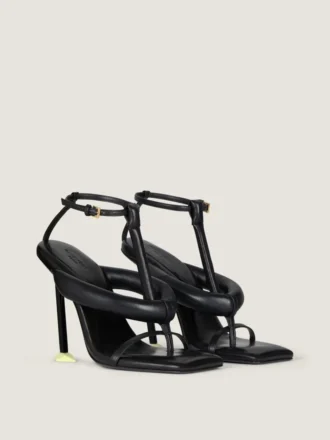 Sandale cu toc Boudoir bicolore din piele Nappa