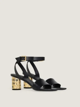 Sandale cu toc învelit în bandă, din piele