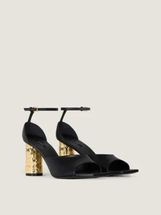 Sandale cu toc învelit în bandă, din piele