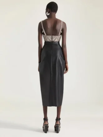 Top tip sutien din satin cu perle brodate