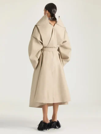 Trench lung cu tăieturi, din bumbac