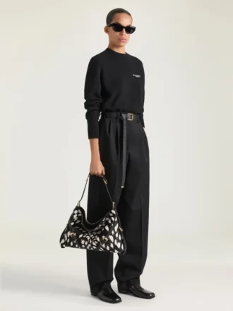 Voyou Bag medie din piele cu efect de piele de ponei și imprimeu animalier